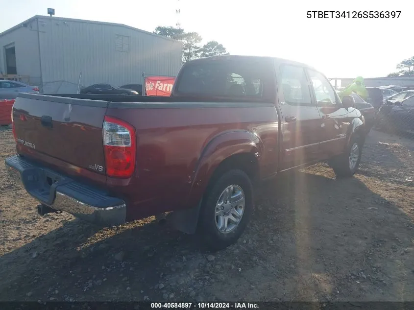 2006 Toyota Tundra Sr5 V8 VIN: 5TBET34126S536397 Lot: 40584897