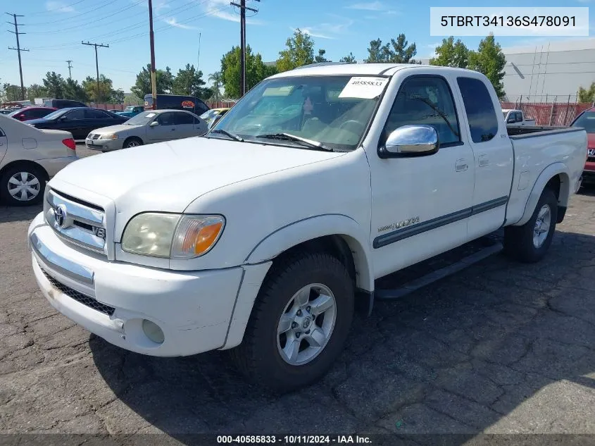 2006 Toyota Tundra Sr5 V8 VIN: 5TBRT34136S478091 Lot: 40585833