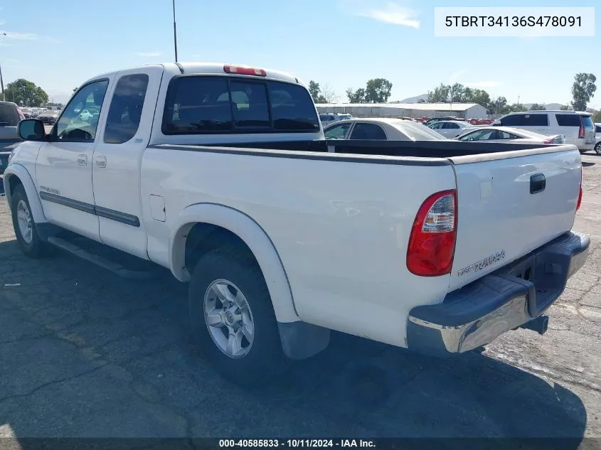 2006 Toyota Tundra Sr5 V8 VIN: 5TBRT34136S478091 Lot: 40585833