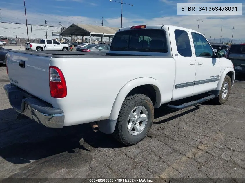 2006 Toyota Tundra Sr5 V8 VIN: 5TBRT34136S478091 Lot: 40585833