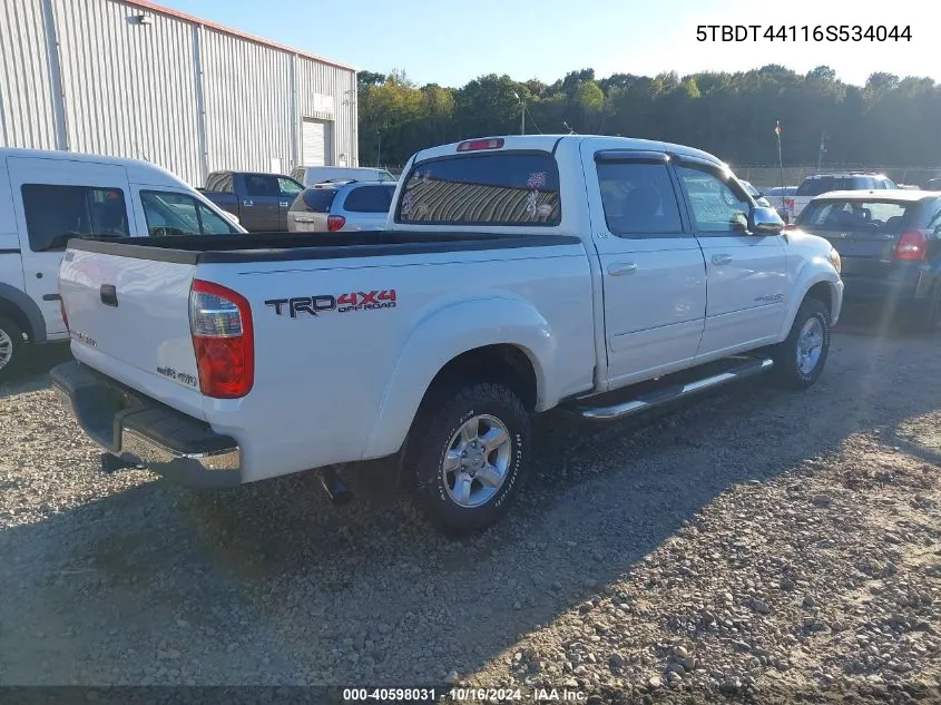 2006 Toyota Tundra Sr5 V8 VIN: 5TBDT44116S534044 Lot: 40598031