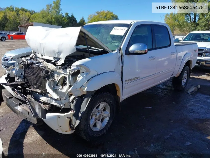 2006 Toyota Tundra Sr5 V8 VIN: 5TBET34166S505475 Lot: 40603961