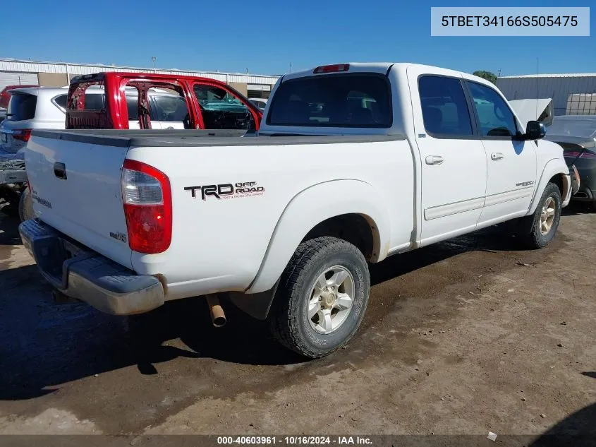 2006 Toyota Tundra Sr5 V8 VIN: 5TBET34166S505475 Lot: 40603961