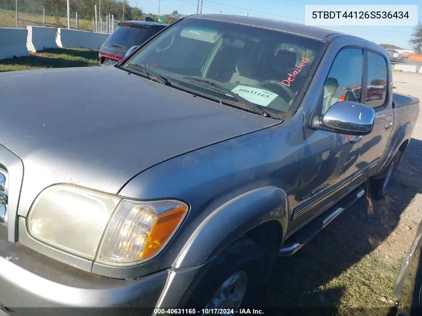 2006 Toyota Tundra Sr5 V8 VIN: 5TBDT44126S536434 Lot: 40631165