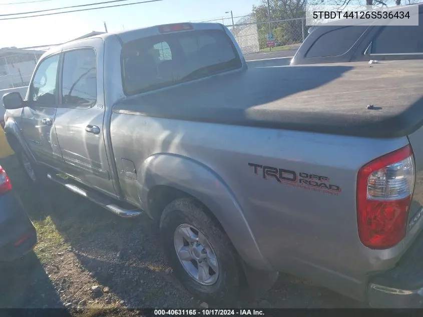 2006 Toyota Tundra Sr5 V8 VIN: 5TBDT44126S536434 Lot: 40631165