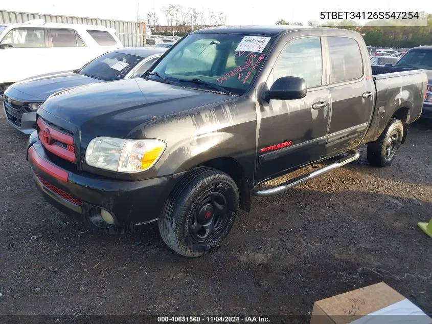 2006 Toyota Tundra Sr5 V8 VIN: 5TBET34126S547254 Lot: 40651560