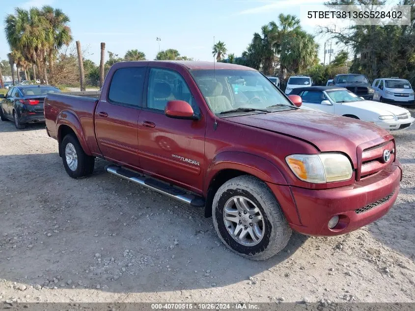 2006 Toyota Tundra Limited V8 VIN: 5TBET38136S528402 Lot: 40700515