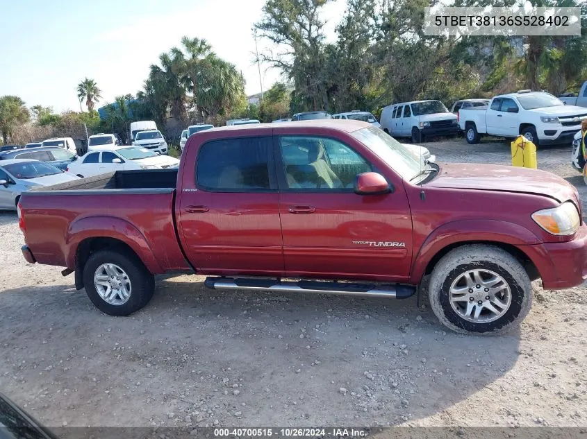 2006 Toyota Tundra Limited V8 VIN: 5TBET38136S528402 Lot: 40700515