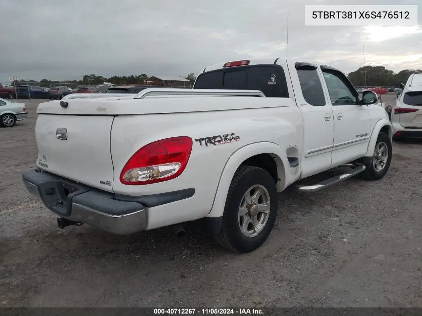 2006 Toyota Tundra Limited V8 VIN: 5TBRT381X6S476512 Lot: 40712267