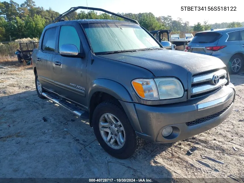 2006 Toyota Tundra Sr5 V8 VIN: 5TBET34156S518122 Lot: 40728717