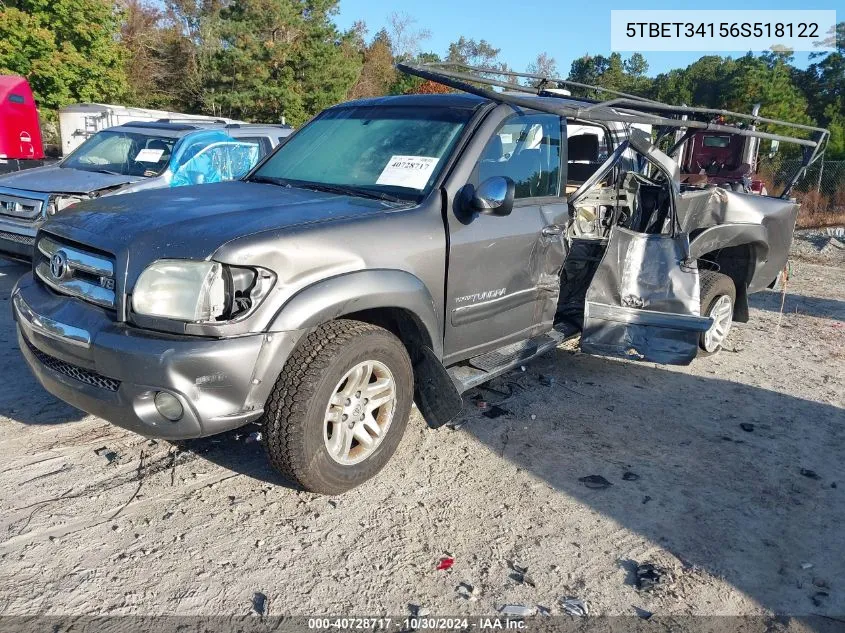 2006 Toyota Tundra Sr5 V8 VIN: 5TBET34156S518122 Lot: 40728717