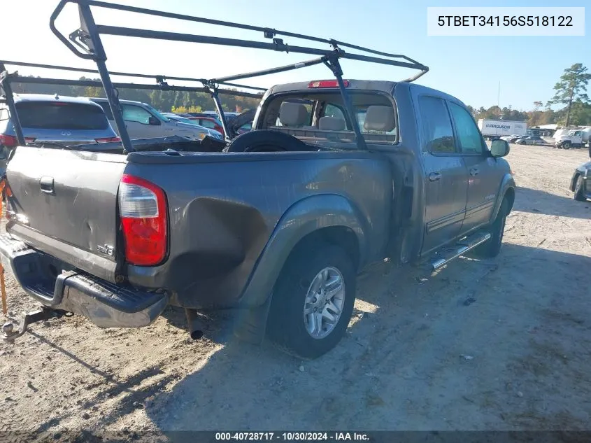 2006 Toyota Tundra Sr5 V8 VIN: 5TBET34156S518122 Lot: 40728717