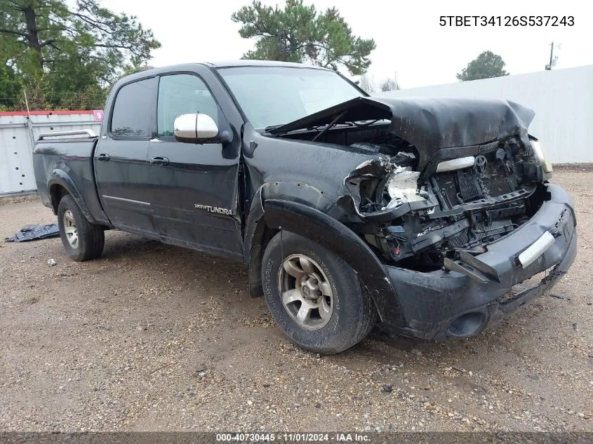 2006 Toyota Tundra Sr5 V8 VIN: 5TBET34126S537243 Lot: 40730445