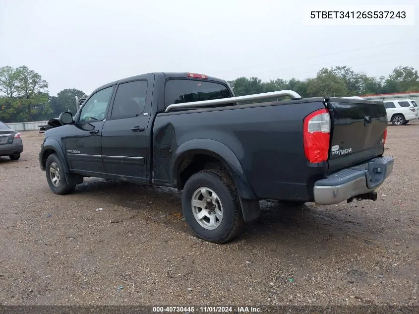 2006 Toyota Tundra Sr5 V8 VIN: 5TBET34126S537243 Lot: 40730445