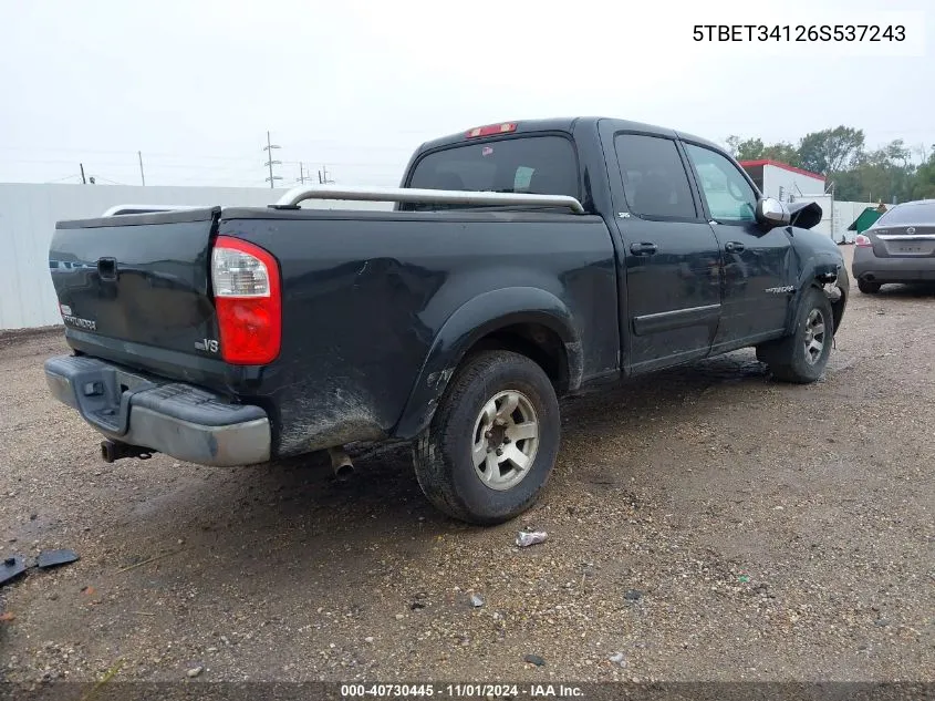 2006 Toyota Tundra Sr5 V8 VIN: 5TBET34126S537243 Lot: 40730445