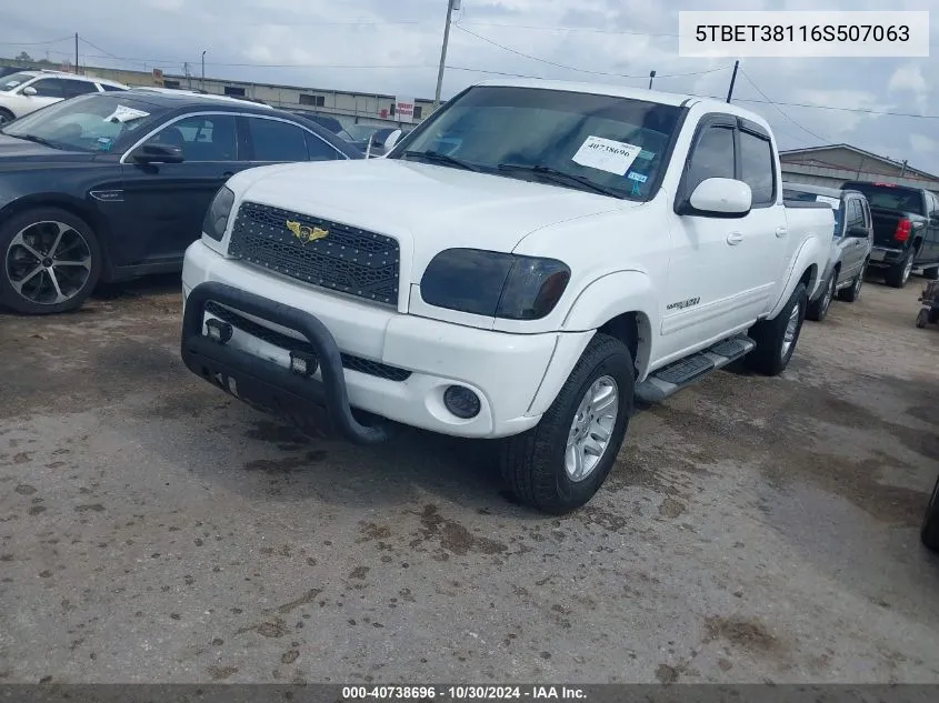 2006 Toyota Tundra Limited V8 VIN: 5TBET38116S507063 Lot: 40738696