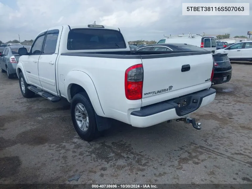 2006 Toyota Tundra Limited V8 VIN: 5TBET38116S507063 Lot: 40738696