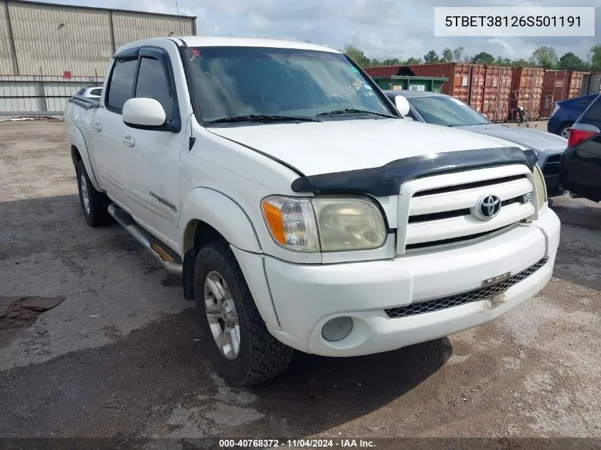 2006 Toyota Tundra Limited V8 VIN: 5TBET38126S501191 Lot: 40768372