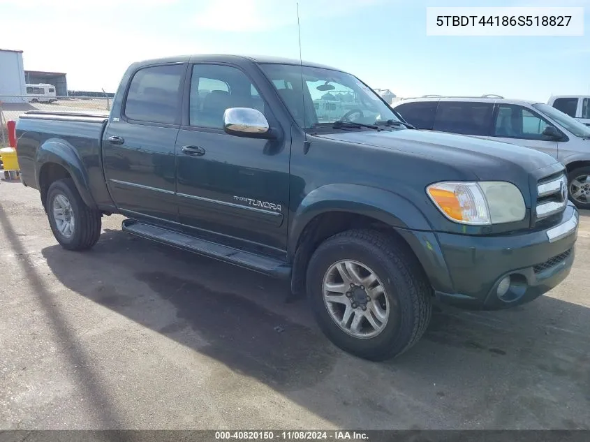 2006 Toyota Tundra Sr5 V8 VIN: 5TBDT44186S518827 Lot: 40820150