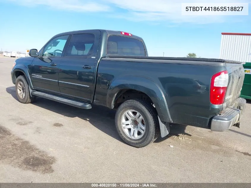 2006 Toyota Tundra Sr5 V8 VIN: 5TBDT44186S518827 Lot: 40820150