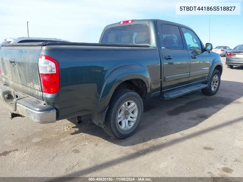 2006 Toyota Tundra Sr5 V8 VIN: 5TBDT44186S518827 Lot: 40820150