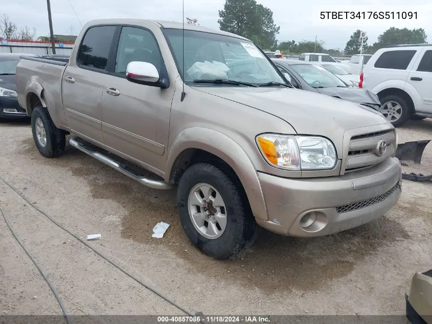 2006 Toyota Tundra Double Cab Sr5 VIN: 5TBET34176S511091 Lot: 40857086