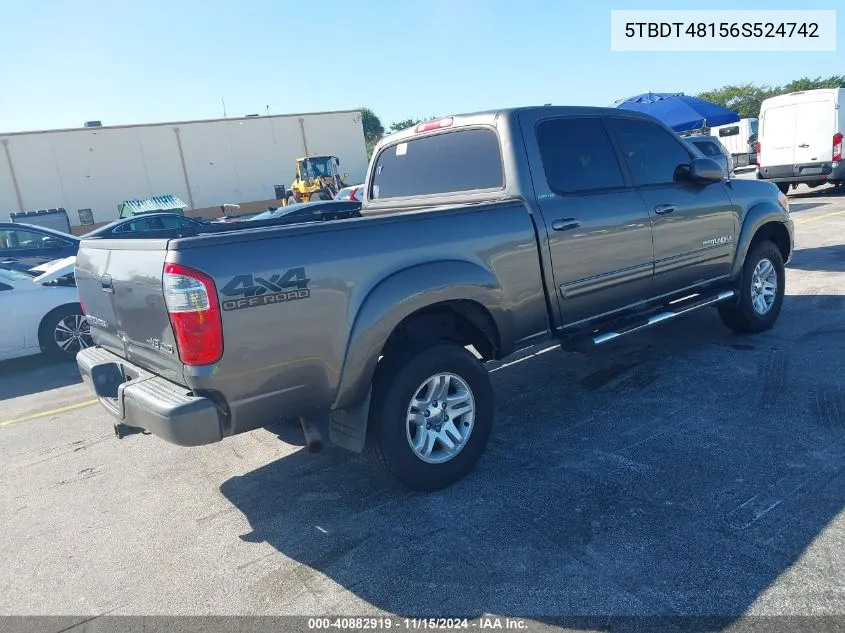 2006 Toyota Tundra Limited V8 VIN: 5TBDT48156S524742 Lot: 40882919