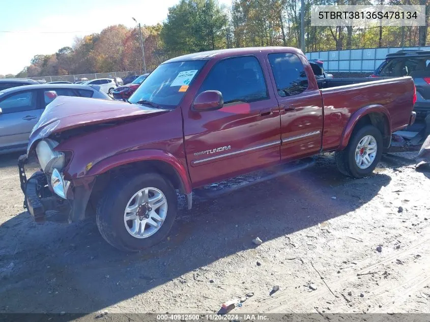 2006 Toyota Tundra Ltd V8 VIN: 5TBRT38136S478134 Lot: 40912500