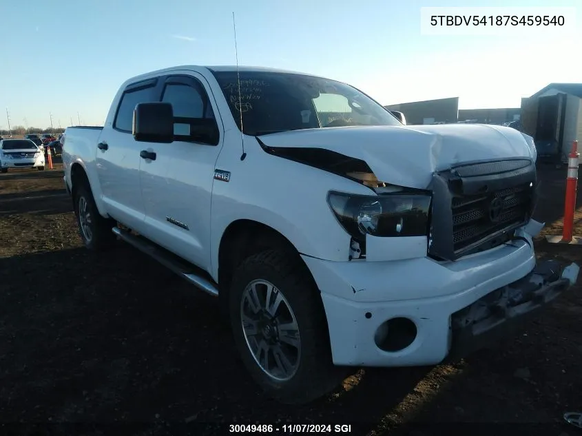 2007 Toyota Tundra Crewmax Sr5 VIN: 5TBDV54187S459540 Lot: 30049486