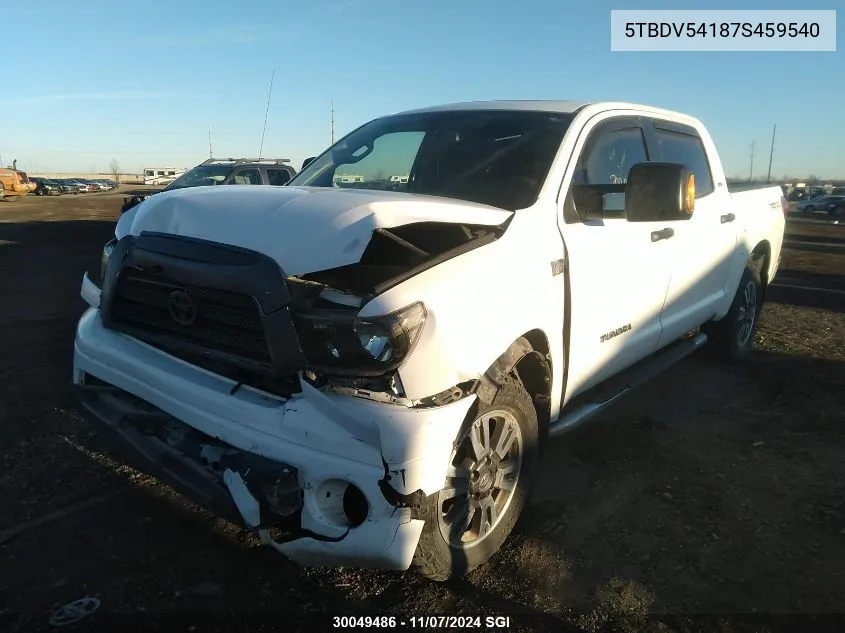 2007 Toyota Tundra Crewmax Sr5 VIN: 5TBDV54187S459540 Lot: 30049486