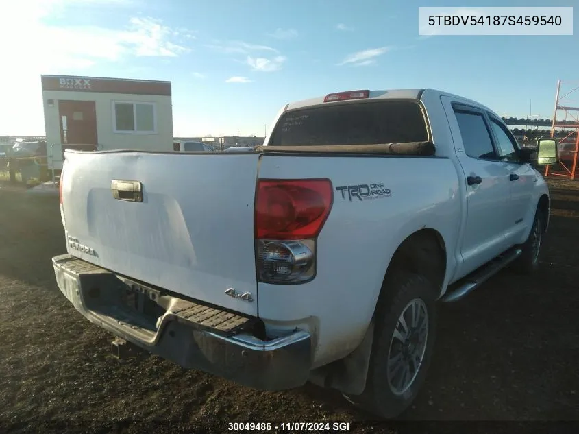 2007 Toyota Tundra Crewmax Sr5 VIN: 5TBDV54187S459540 Lot: 30049486