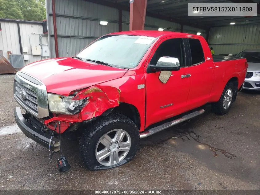 2007 Toyota Tundra Limited 5.7L V8 VIN: 5TFBV58157X011808 Lot: 40017979