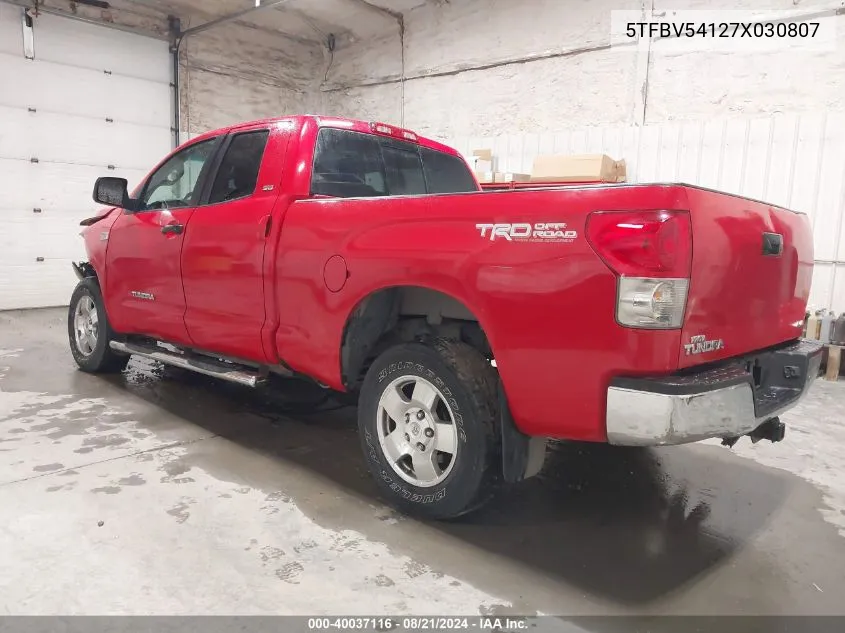 2007 Toyota Tundra Sr5 5.7L V8 VIN: 5TFBV54127X030807 Lot: 40037116