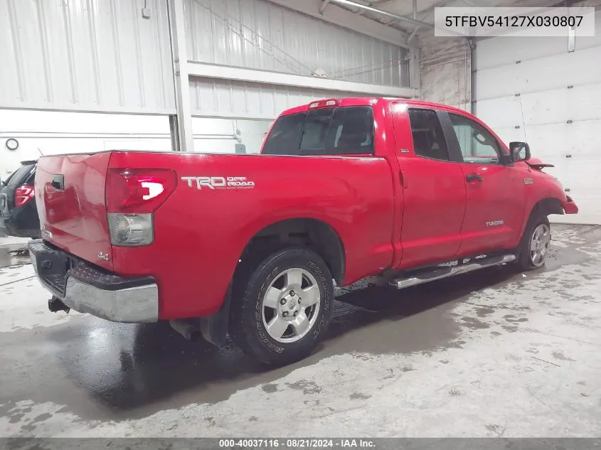 2007 Toyota Tundra Sr5 5.7L V8 VIN: 5TFBV54127X030807 Lot: 40037116