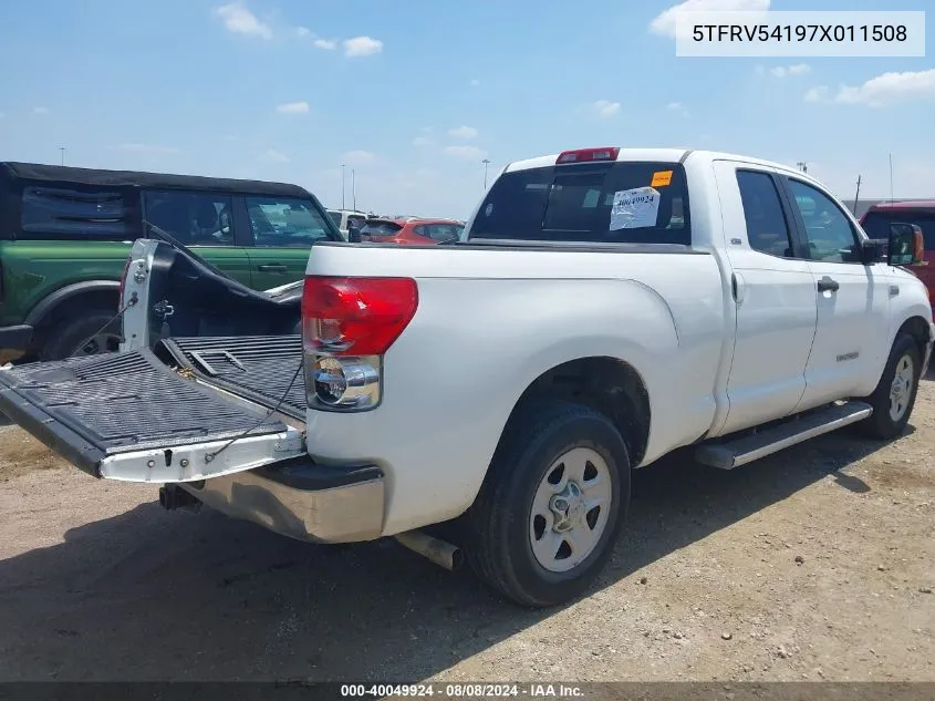 2007 Toyota Tundra Sr5 V8 VIN: 5TFRV54197X011508 Lot: 40049924