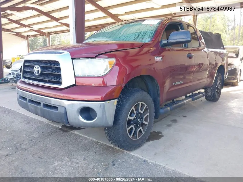 2007 Toyota Tundra Sr5 5.7L V8 VIN: 5TBBV54187S449937 Lot: 40187035