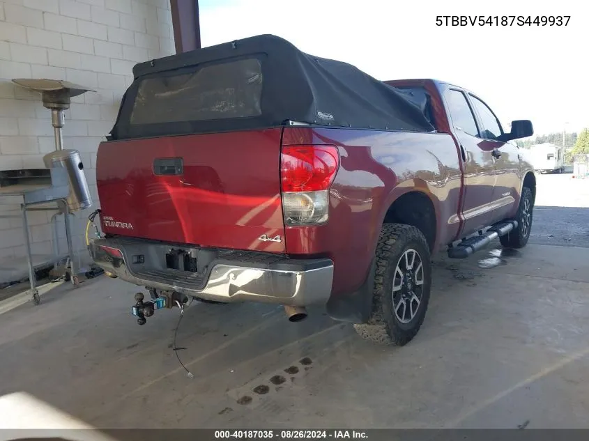 2007 Toyota Tundra Sr5 5.7L V8 VIN: 5TBBV54187S449937 Lot: 40187035