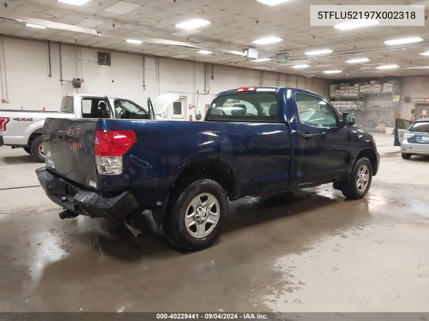 2007 Toyota Tundra Base V6 VIN: 5TFLU52197X002318 Lot: 40229441