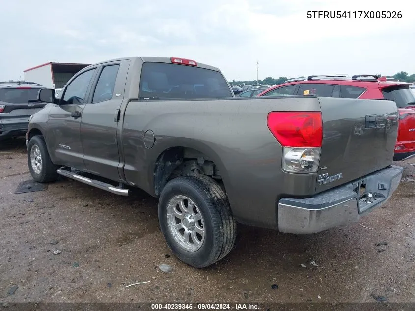 2007 Toyota Tundra Double Cab Sr5 VIN: 5TFRU54117X005026 Lot: 40239345