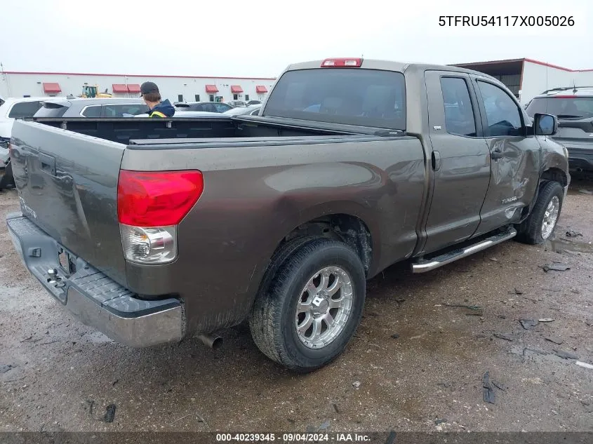 2007 Toyota Tundra Double Cab Sr5 VIN: 5TFRU54117X005026 Lot: 40239345