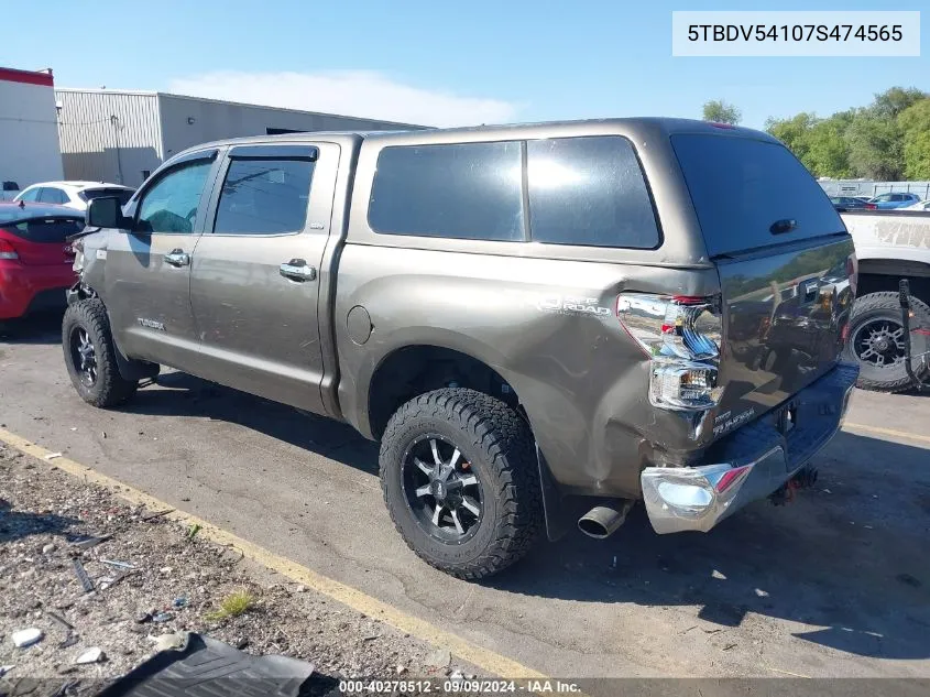 2007 Toyota Tundra Sr5 5.7L V8 VIN: 5TBDV54107S474565 Lot: 40278512