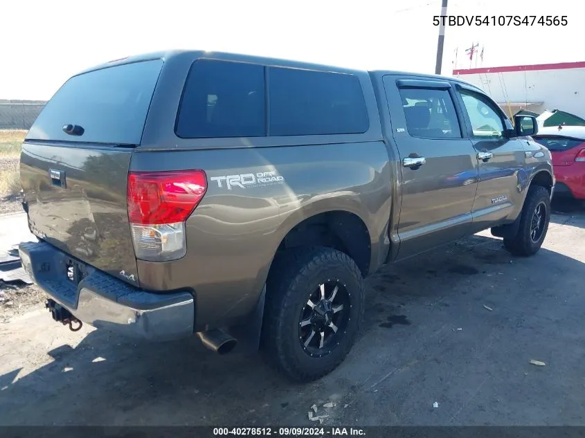 2007 Toyota Tundra Sr5 5.7L V8 VIN: 5TBDV54107S474565 Lot: 40278512