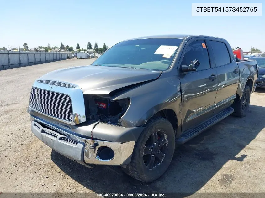 2007 Toyota Tundra Sr5 4.7L V8 VIN: 5TBET54157S452765 Lot: 40279894