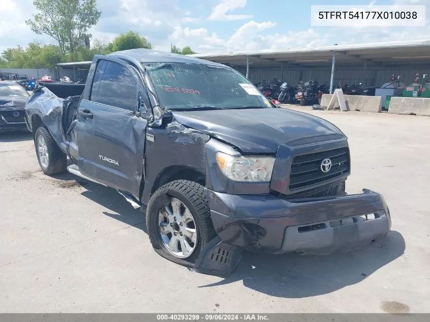 2007 Toyota Tundra Sr5 4.7L V8 VIN: 5TFRT54177X010038 Lot: 40293299