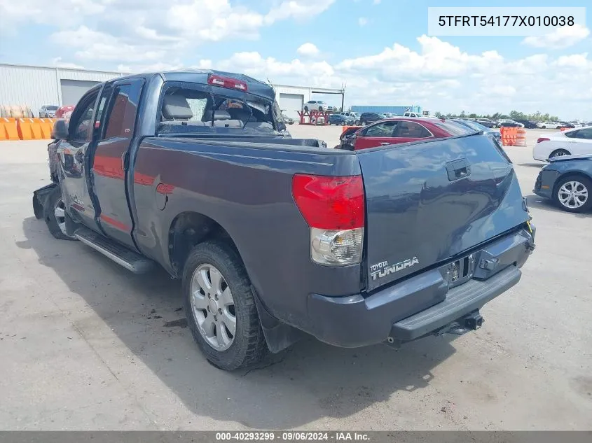 2007 Toyota Tundra Sr5 4.7L V8 VIN: 5TFRT54177X010038 Lot: 40293299