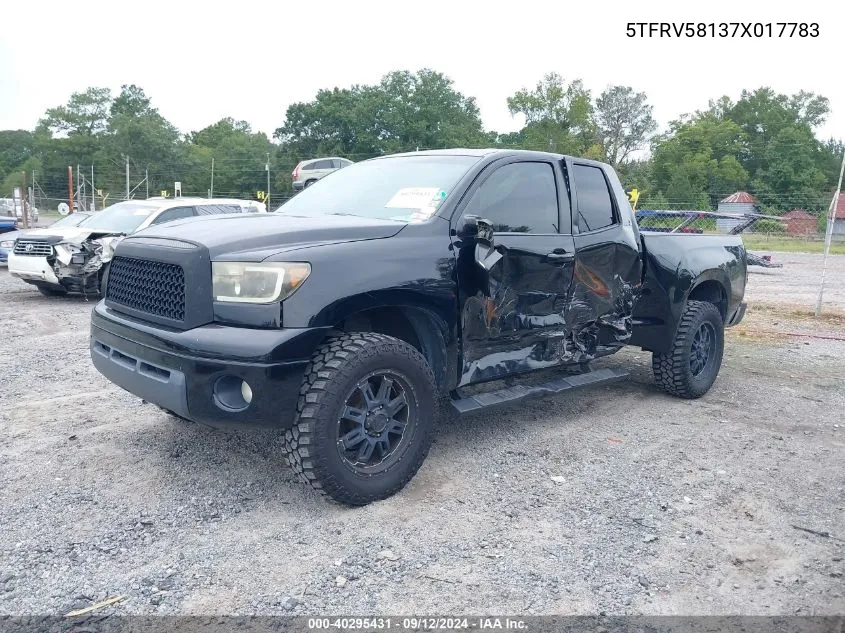 2007 Toyota Tundra Double Cab Limited VIN: 5TFRV58137X017783 Lot: 40295431