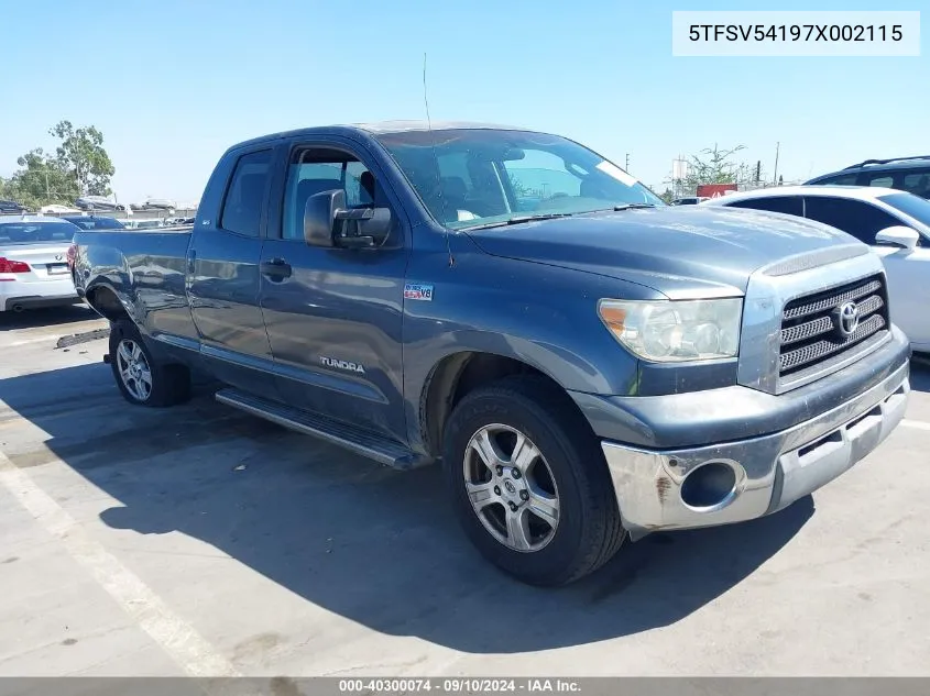 2007 Toyota Tundra Double Cab Sr5 VIN: 5TFSV54197X002115 Lot: 40300074