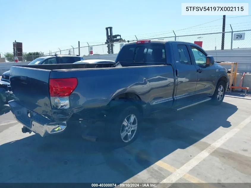 2007 Toyota Tundra Double Cab Sr5 VIN: 5TFSV54197X002115 Lot: 40300074