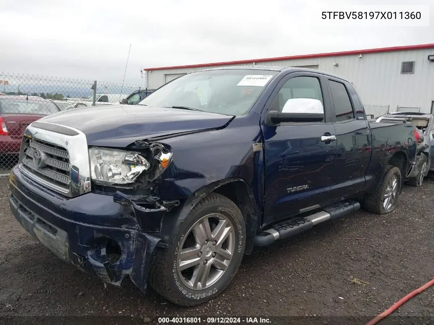 5TFBV58197X011360 2007 Toyota Tundra Limited 5.7L V8