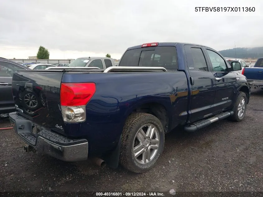 2007 Toyota Tundra Limited 5.7L V8 VIN: 5TFBV58197X011360 Lot: 40316801